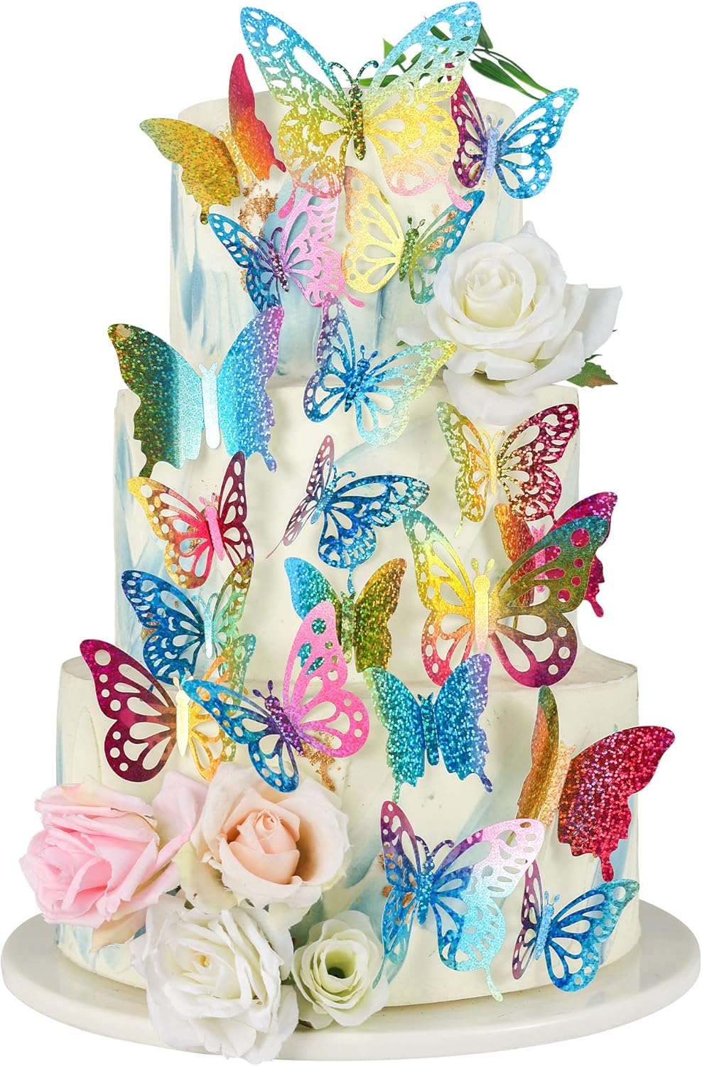 Gyufise 36Pcs Butterfly Cupcake Toppers Lively Art 3D Butterfly Cupcake Decorations Butterfly Cake Toppers Baby Shower Wedding Anniversary Kids Birthday Party Cake Wall Decorations Supplies Colorful