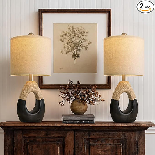 OYEARS 19" Table Lamps Set of 2, Bedside Lamps by OYEARS