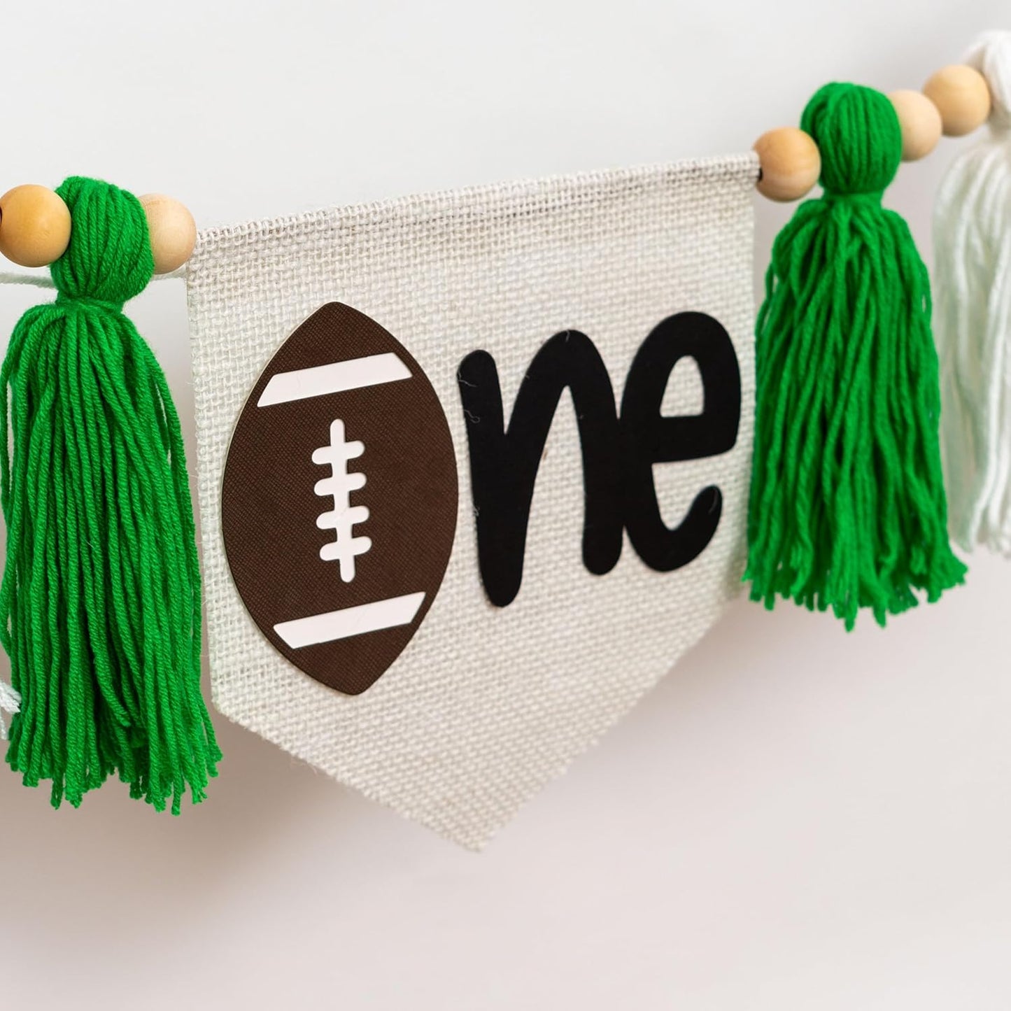 Gostman Football One High Chair Banner - Handmade Football Theme Tassel Garland Banner, First Birthday Party Decoration for Baby Boy (Football Tassel Banner)