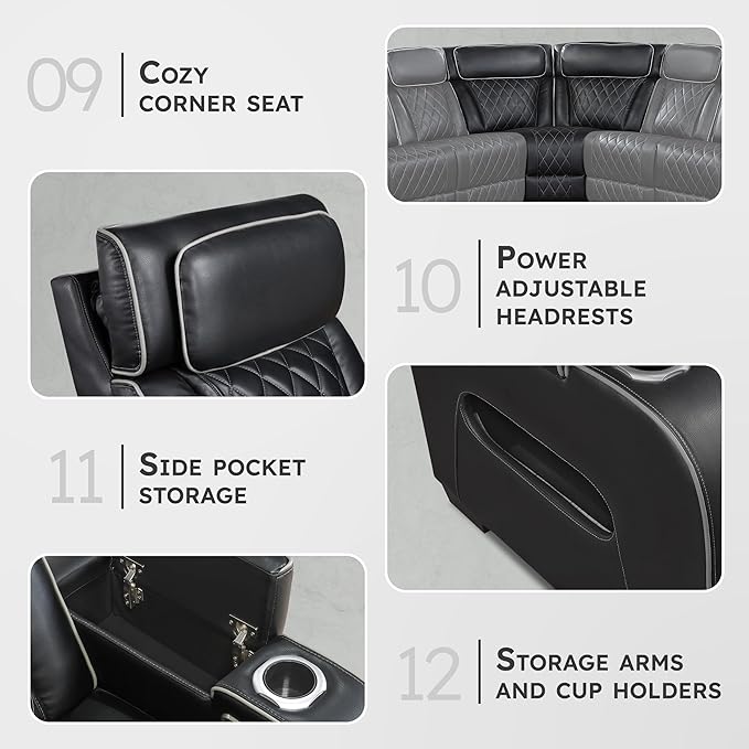 Lexicon 118" Power Reclining Sectional Sofa, Wall Hugger, 2 Recliner Seats - Image 5