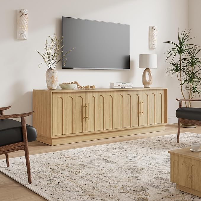 FORTUNETEC TV Stand for 75 Inch TV, Mid Century Modern TV Stand - Image 9