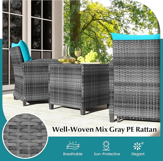 Tangkula 5 Pieces Patio Conversation Set, PE Wicker Rattan Outdoor Furniture Set - Image 8