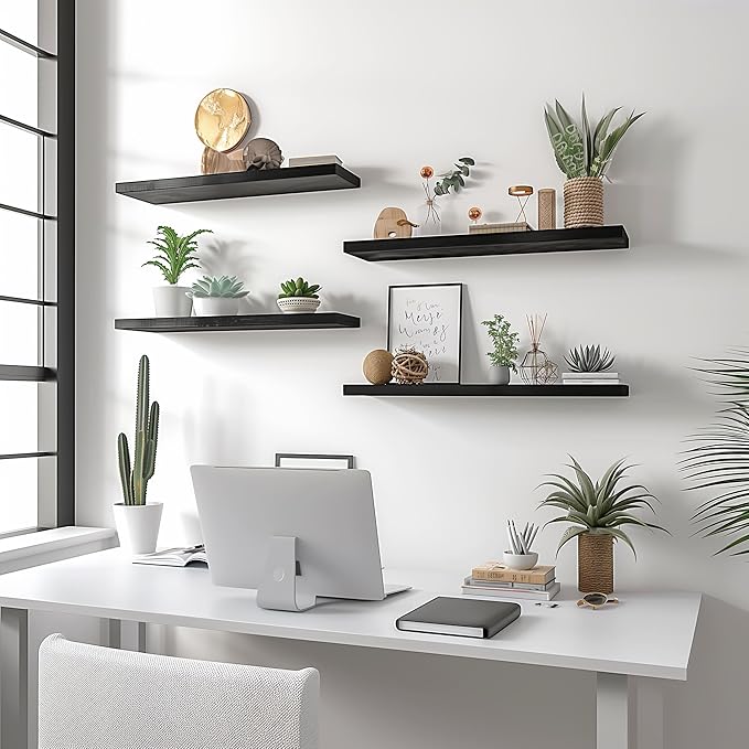 YYWUOJJ Wood Floating Shelves for Wall Decor, Rustic Wall Shelves for Bedroom - Image 6