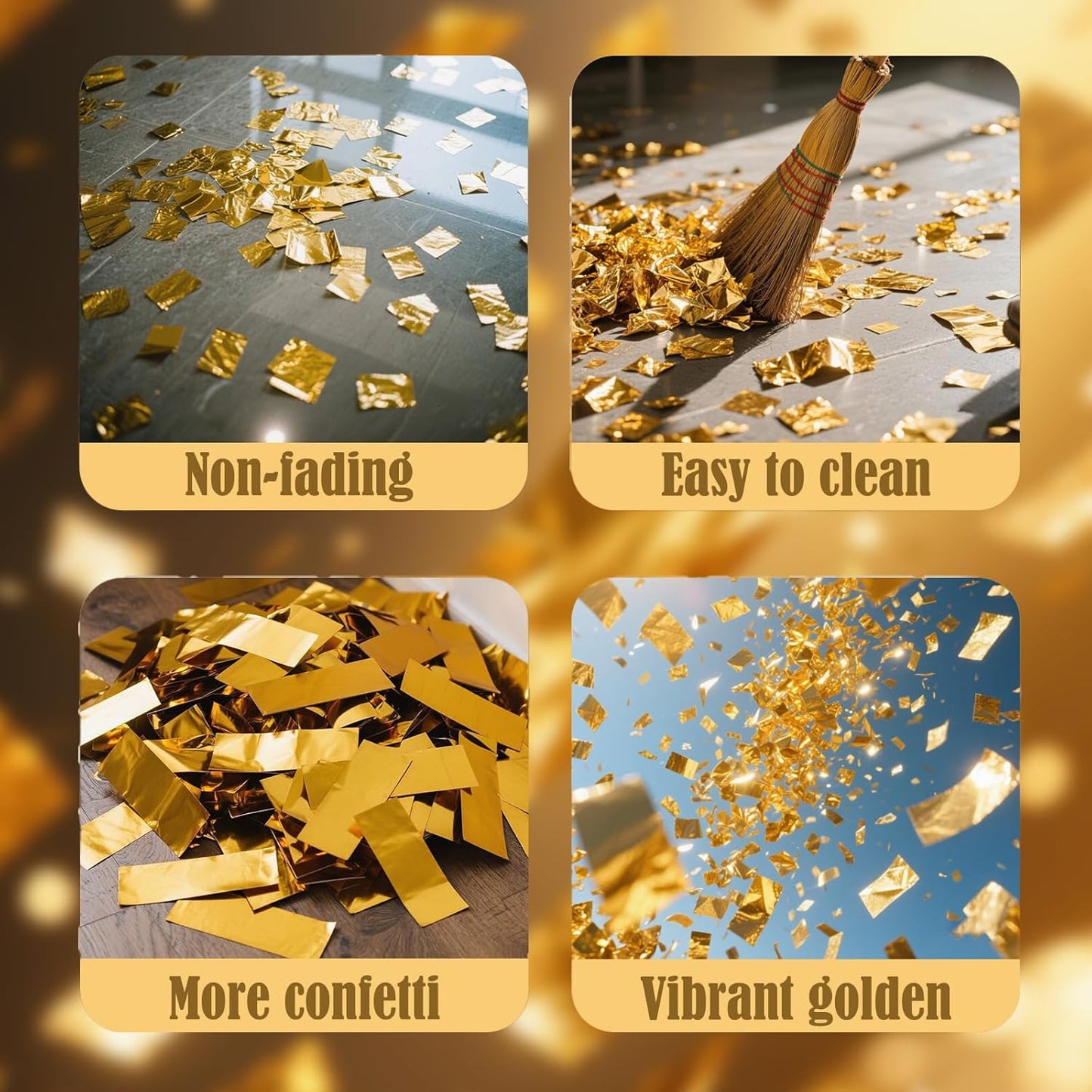 Confetti Cannons Gold | 5-Pack 12-Inch Party Poppers for All Celebrations: Weddings,Christmas, Anniversaries & More