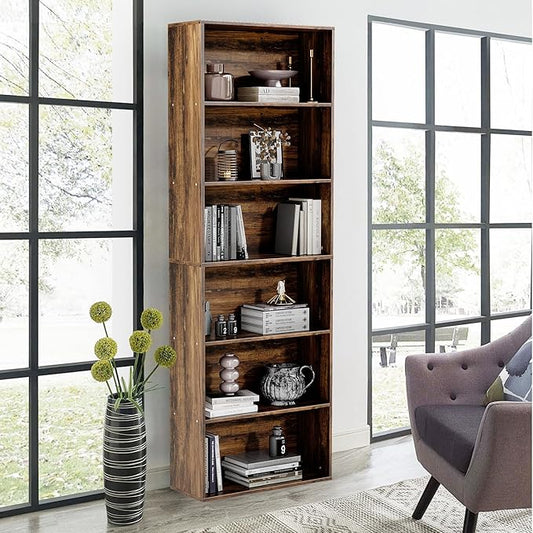 GRUSIGN 71" Tall 6-Tier Bookshelf, Large Open Display Bookcase by GRUSIGN