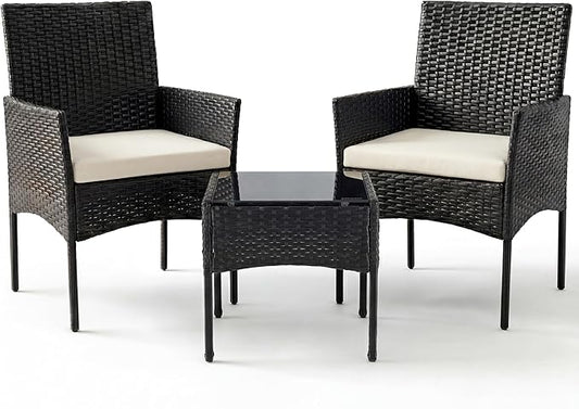Sweetcrispy 3 Piece Patio Furniture Set, All-Weather Outdoor Conversation Set by Sweetcrispy