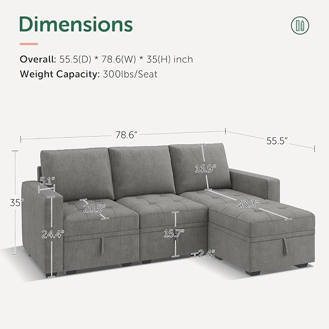 HONBAY Modular Sectional Couch L Shaped Sofa - Image 2