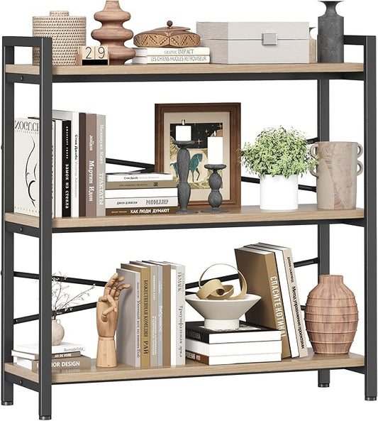 Book Shelf, 3 Tier Bookshelf 31.49" Width, Book Shelf Storage and Organization by Homeiju