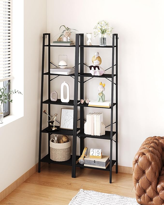 Hzuaneri Ladder Shelf, Bookshelf Bookcase, Freestanding Corner Storage Shelve - Image 5