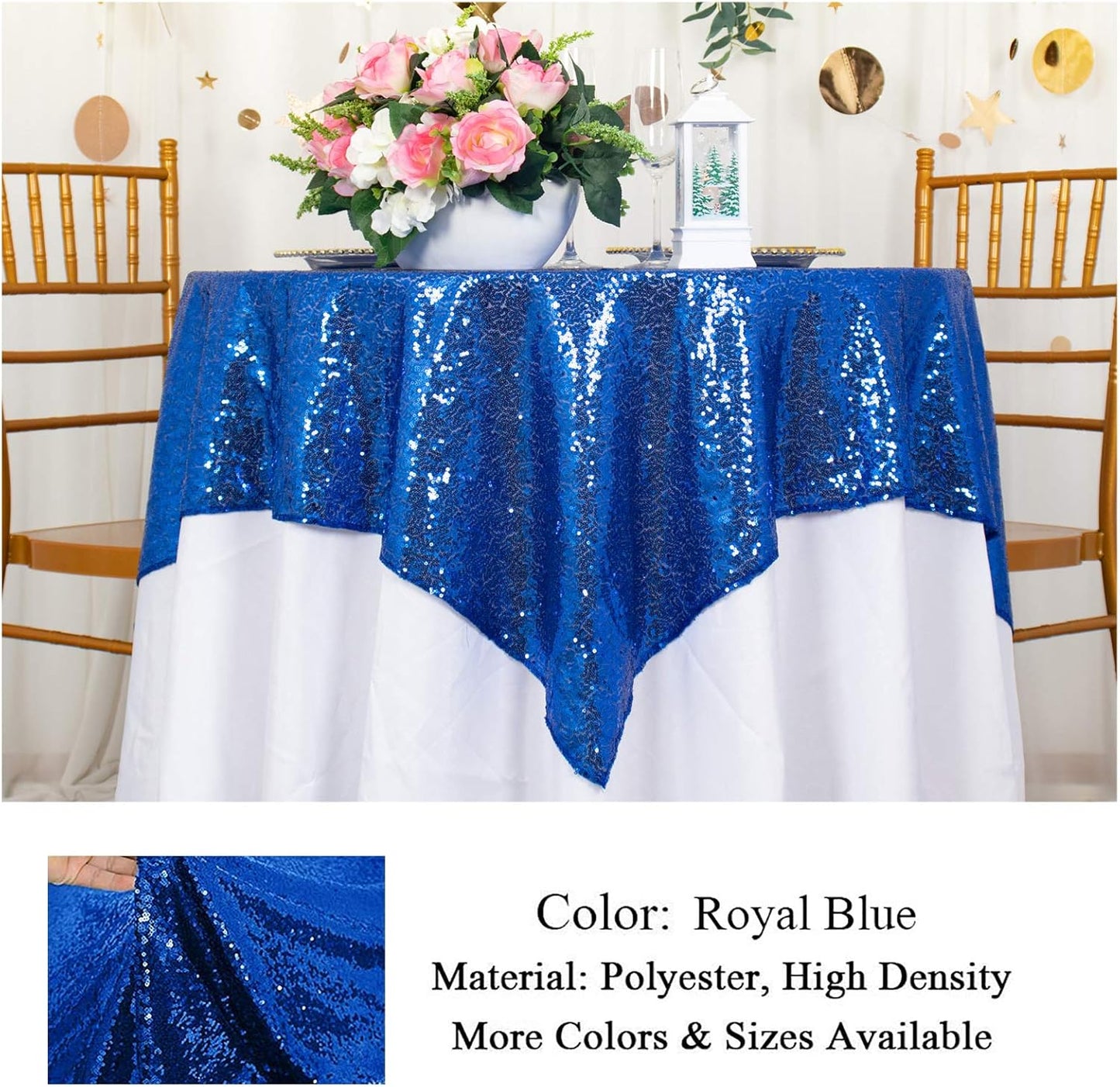 ShinyBeauty Sequin Tablecloth-Royal Blue Sequin Table Overlay and Sequin Tablecloth/Linen for Wedding/Party/Event/Decoration-Royal Blue