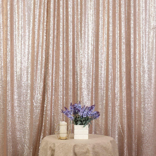 Poise3EHome Champagne Sequin Backdrop, 10Ft x 10Ft Glitter Photography Background Curtains, Sequence Drapes for Party Baby Shower Wedding Birthday Christmas Thanksgiving Halloween Decoration