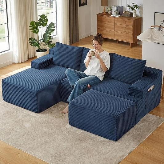 96" Cloud Sectional Couch U-Shaped Chaise by ODUWA