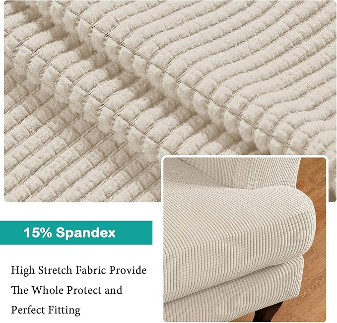 Turquoize Wingback Chair Covers 2 Piece Wing Chair Slipcover Stretch Slipcovers - Image 3