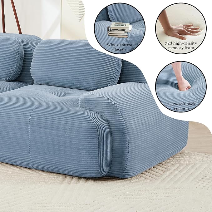 Boneless Sectional Couch, No Assembly Required, 117.3” Modular Cloud Sofa - Image 7