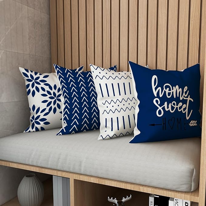 YCOLL Pillow Covers 18x18 Set of 4, Modern Sofa Throw Pillow Cover, Decorative - Image 5