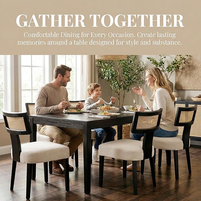 VESCASA Linen Upholstered Dining Chairs - Image 4