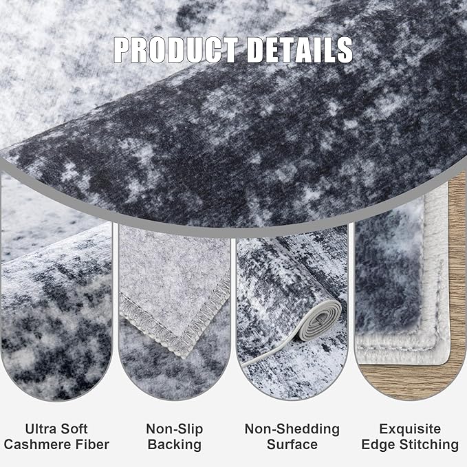 9x12 Area Rug Living Room Rug: Washable Modern Abstract Soft Thin Rug Indoor - Image 7
