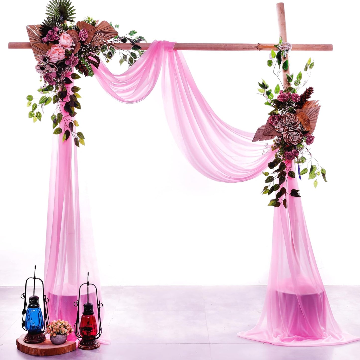 VDS Pack of 1 Panel (30 Inch X 100 Feet) Wedding Arch Draping Fabric Sheer Chiffon Fabric Drapery for Wedding Ceremony Reception Swag Backdrop Canopy Chuppah ARBO Altars Decoration (Bubblegum)