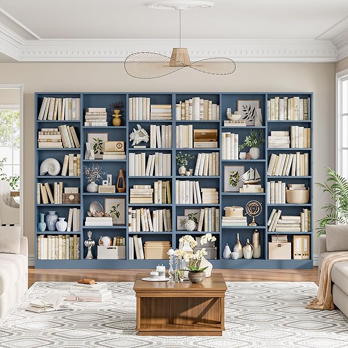 FACBOTALL Triple Wide Bookshelf, 6 Tier Large Bookshelf, Bookcase - Image 2