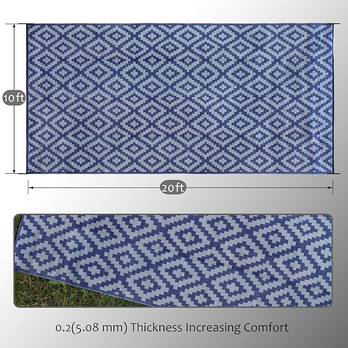 SAND MINE Reversible Mats, Plastic Straw Rug, Modern Area Rug, Large Floor Mat - Image 2