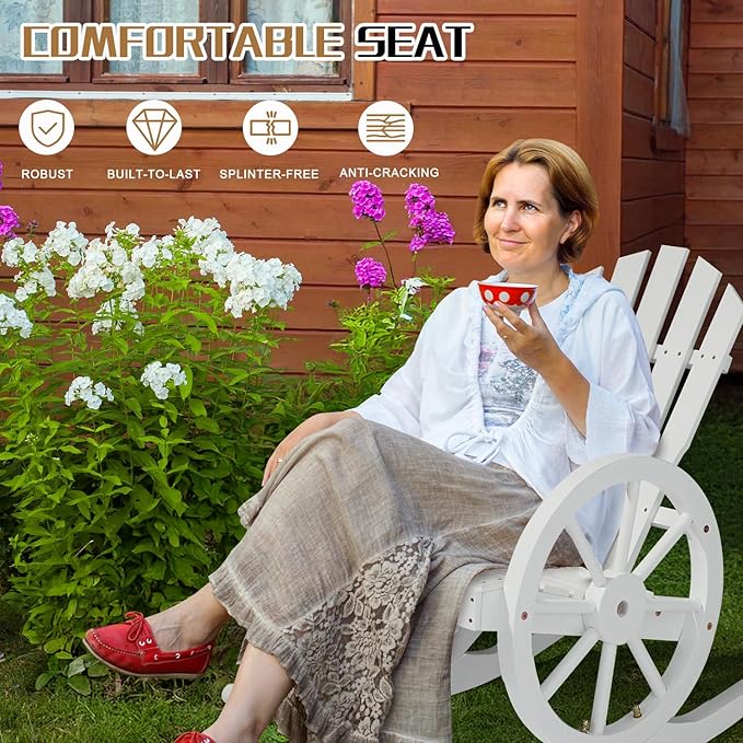 Outvita Adirondack Rocking Chair, Wood Wagon Rocker, Outdoor Wooden Carbonized - Image 3