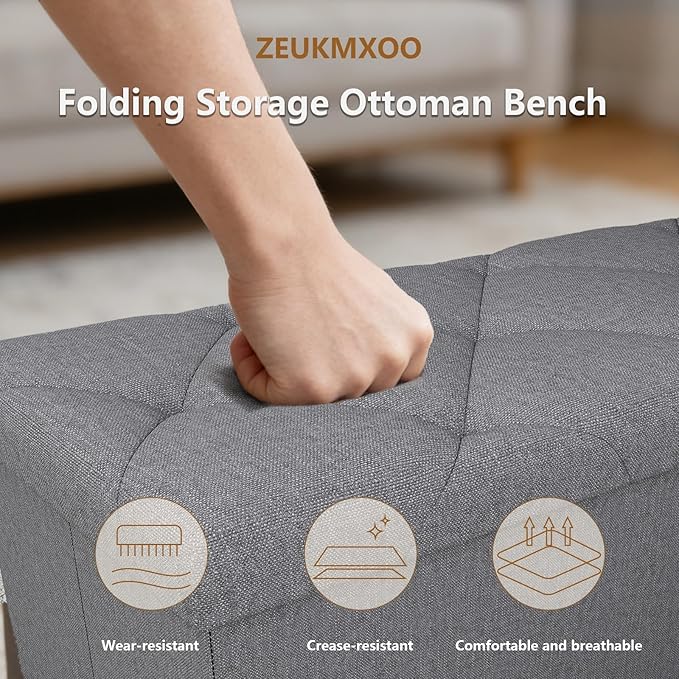 43 Inches Folding Storage Ottoman Bench - Image 6