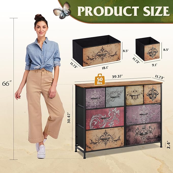 WLIVE Dresser for Bedroom with 8 Drawers, Wide Fabric Dresser for Storage and - Image 3