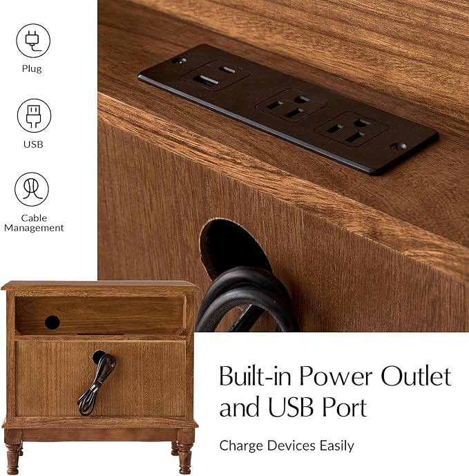 HULALA HOME Solid Wood Storage End Table - Image 4