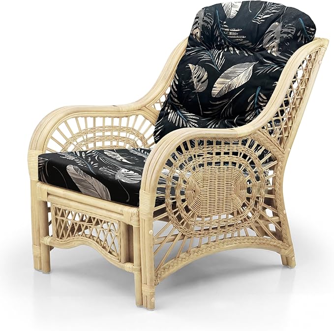 Malibu Lounge Set of 4: 2 Natural Rattan Wicker Chairs, Three-Seater Sofa and - Image 6
