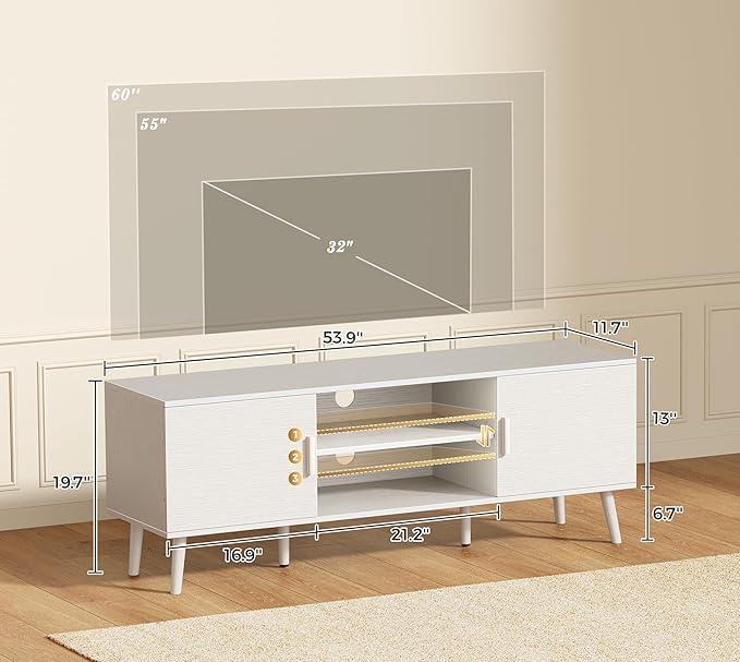 SUPERJARE TV Stand for 55 Inch TV, Entertainment Center - Image 3