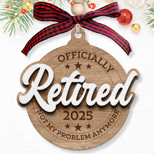 Pawzity Retirement Gifts for Men - Retirement Ornament 2025 - Happy Funny Cool Retire Party Gifts - Mens Retired Gift Ideas for Coworker, Boss, Teacher, Nurse, Man - Wood Retired Christmas Ornament