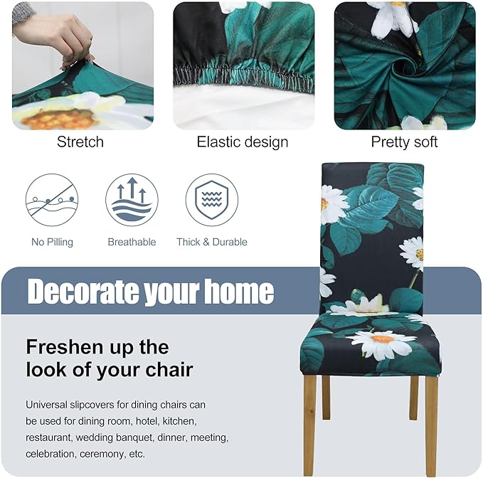 BIETYONE Stretch Dining Chair Covers Set of 8, Soft Removable Washable Kitchen - Image 3