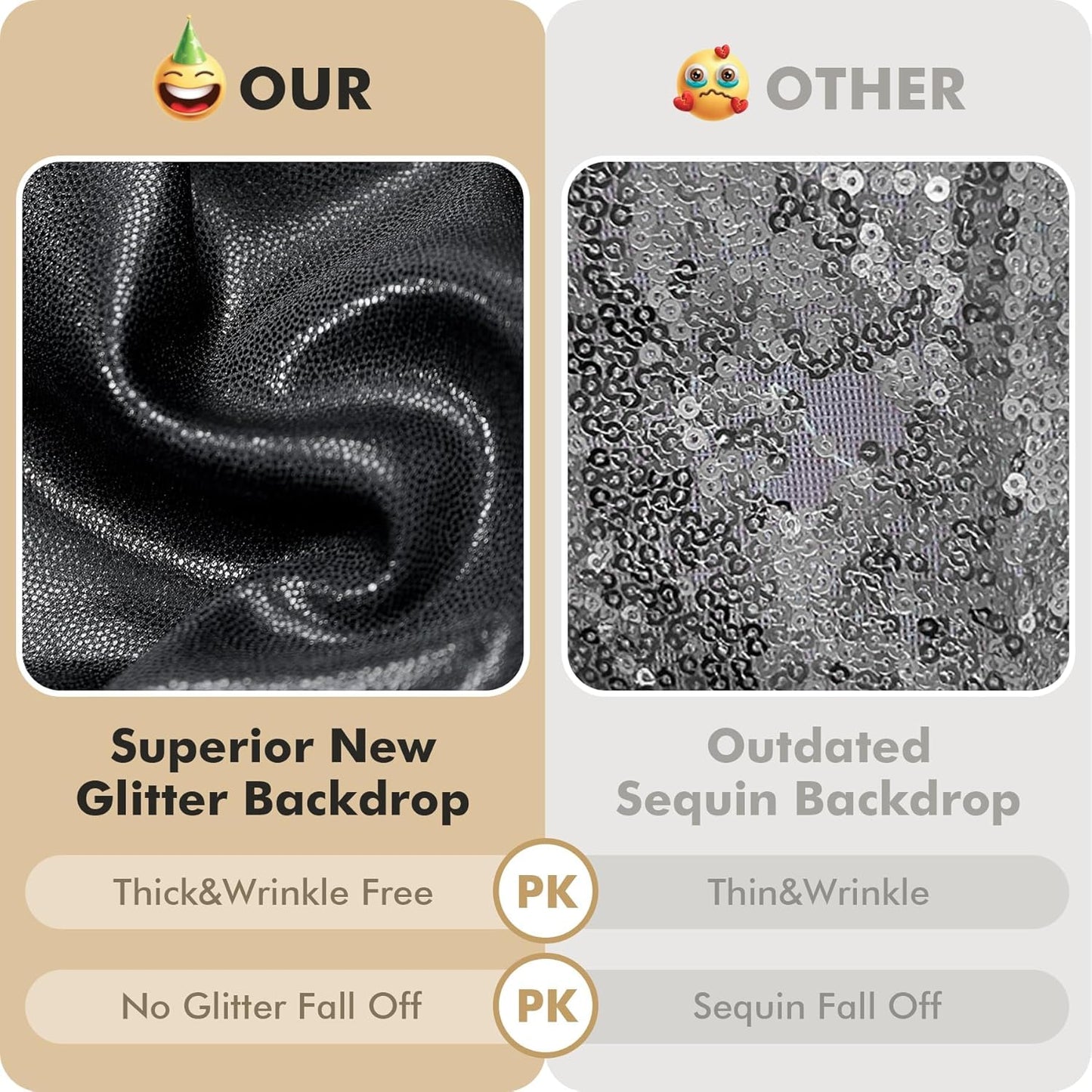 leegleri 40ftx10 ft Black Glitter Sequin Backdrop Curtain for Parties, Wrinkle Free Sparking Backdrop Drapes, 8 Panels 5x10ft Shimmer Photo Back Drop Cloth for Wedding Birthday Photography Background