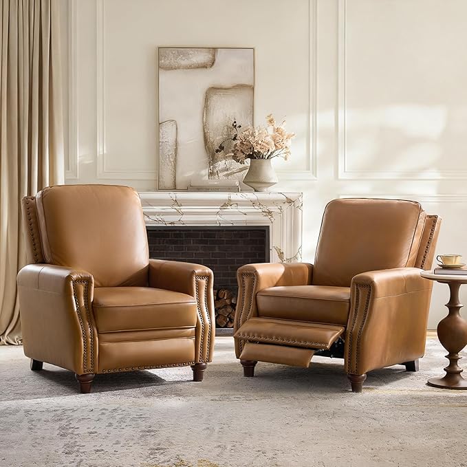 HULALA HOME Genuine Leather Manual Recliner Chairs Set of 2 - Image 10