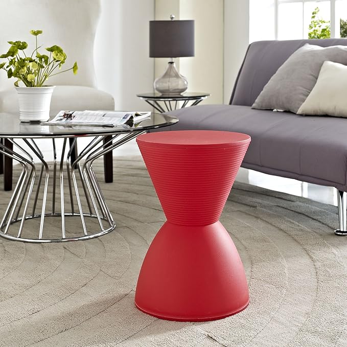 Modway Haste Contemporary Modern Hourglass Accent Stool in Red - Image 2