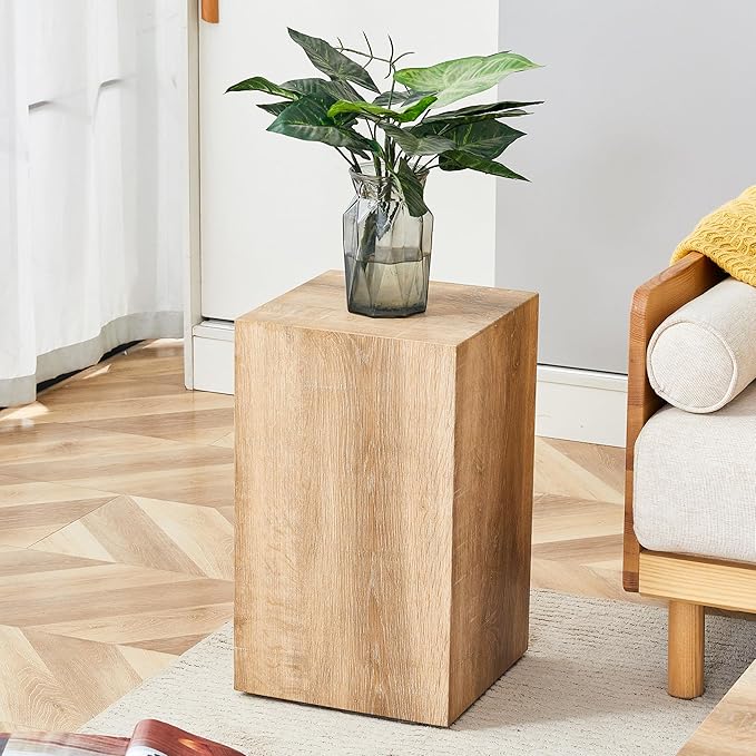 Rustic Natural Rectangular End Coffee Table, Modern Elegant Bedside Nightstand by KTRolster