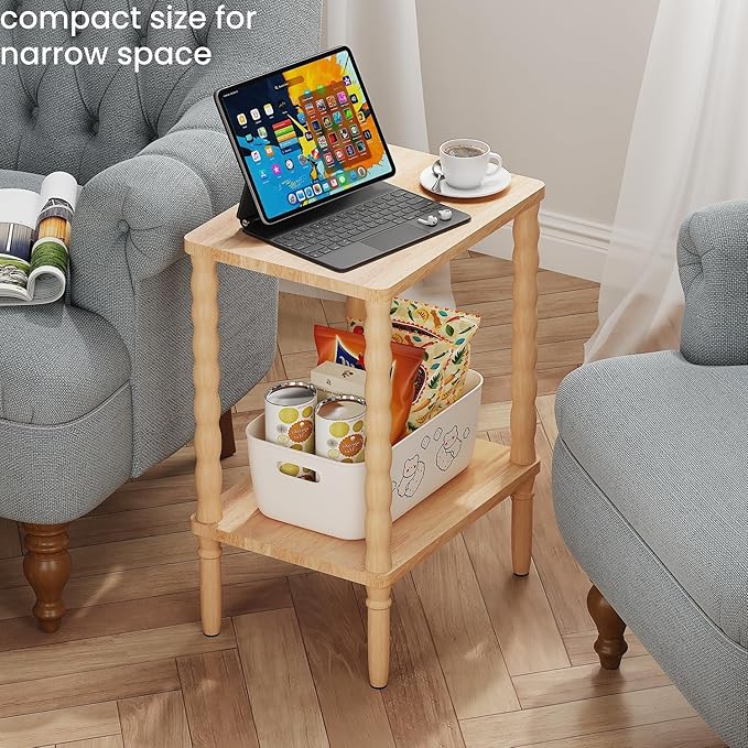 Solid Wood Side Table, Small Retro End Table, Narrow Couch Side Table - Image 2