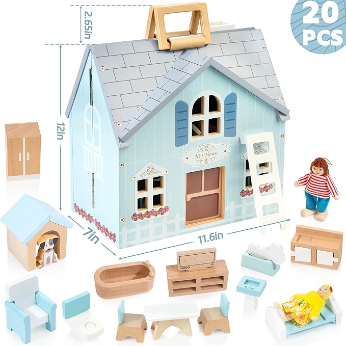 WOODMAM Foldable Wooden Dollhouse - Image 4