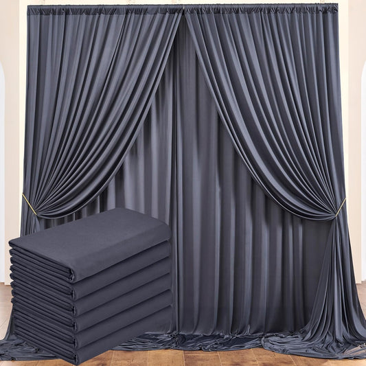 30 ft x 10 ft Wrinkle Free Charcoal Backdrop Curtain for Parties, Dark Grey Polyester Photo Backdrop Drapes for Baby Shower Wedding Engagement Birthday Party Backdrop Stand,5ft x 10ft 6 Panels