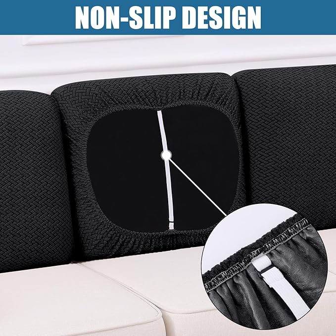 Smiry Waterproof Couch Cushion Covers, Stretch Jacquard Thick Sofa Cushion - Image 3