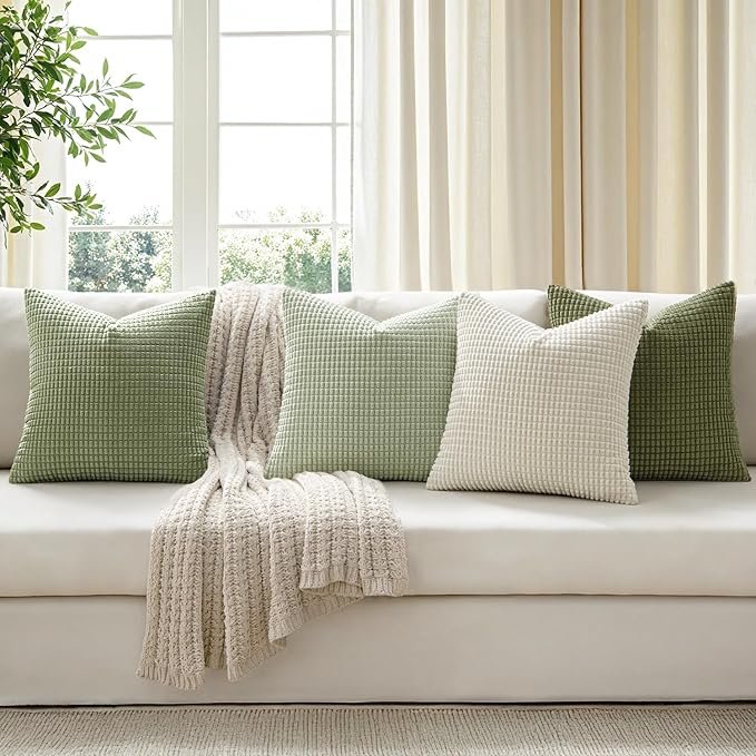 MIULEE Modern Farmhouse Decorative Spring Pillow Covers 18x18 Inch Set of 4 - Image 4