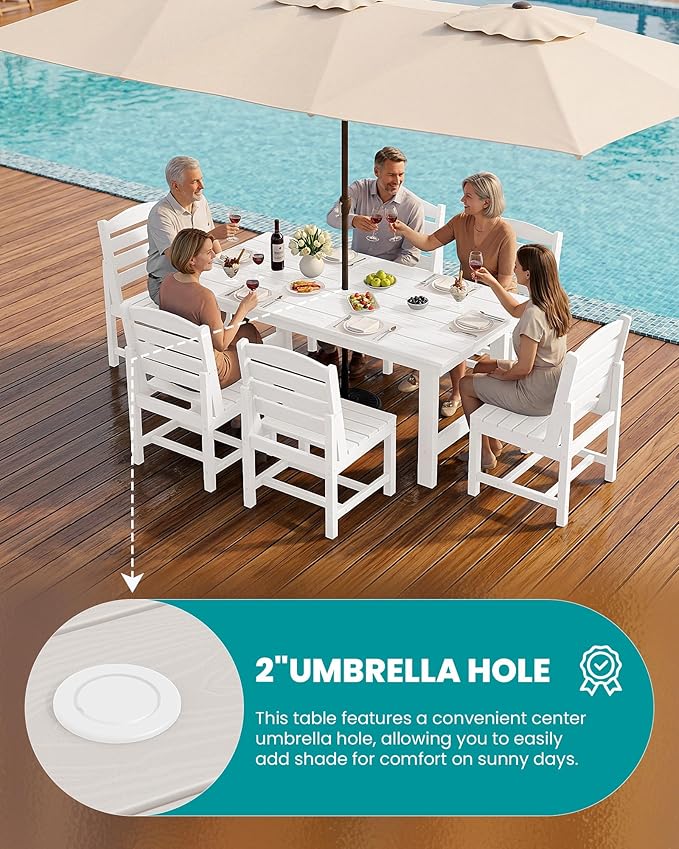 SERWALL Patio Dining Sets for 6 Person, HDPE Dining Set - Image 4