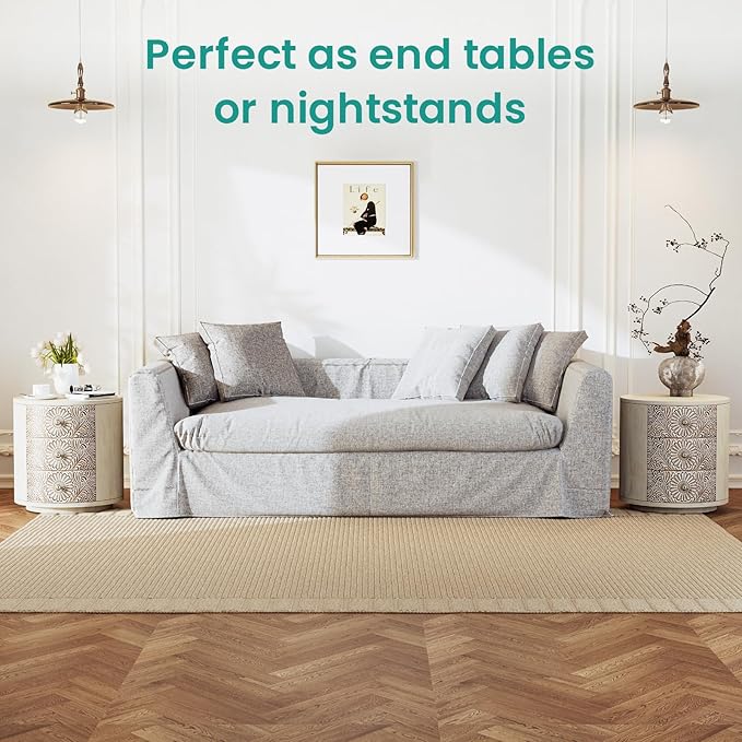 SUNBURY End Table Living Room Small Side Table w 3 Drawers, Vintage Bedside - Image 4