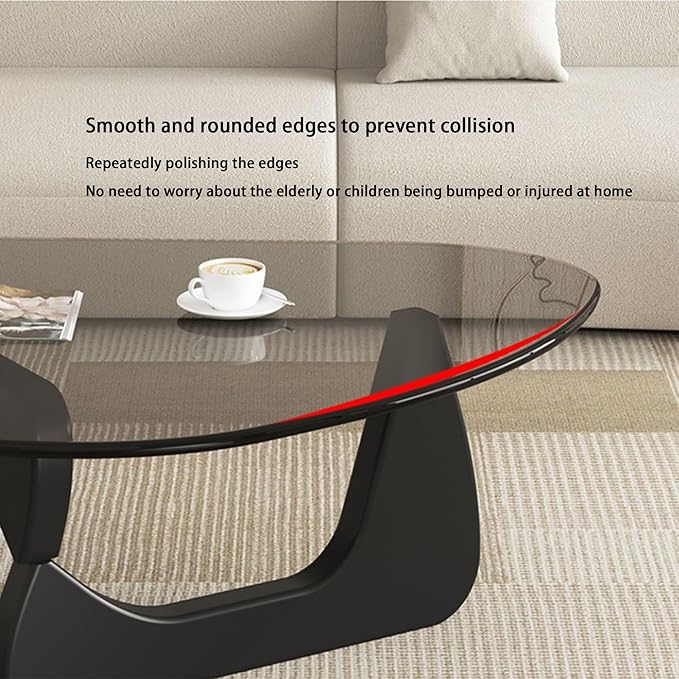 EASYSOUL Modern Glass Coffee Table, 44.88" D x 32.28" W x 15.75" H, Abstract - Image 7