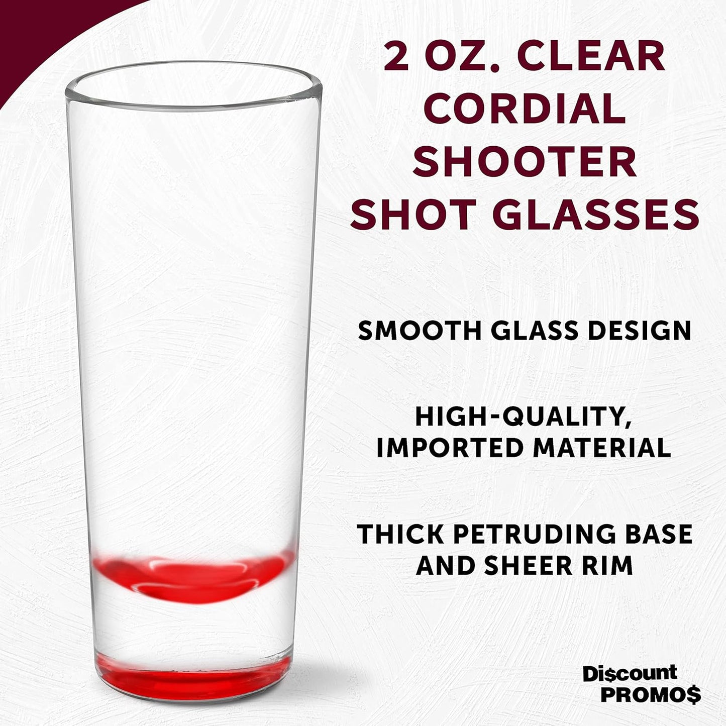 DISCOUNT PROMOS Cordial Shooter Shot Glasses 2 oz. Set of 10, Bulk Pack - Great for Birthdays, Parties, Indoor & Outdoor Events - Red