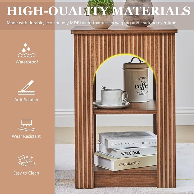 weselon End Table with 3-Tier Storage, Mid-Century Modern Side Table with - Image 3