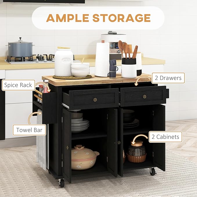 HOMCOM Kitchen Island Cart - Image 3
