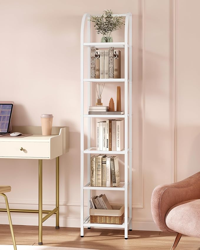 Hzuaneri Bookcase Bookshelf, Tempered Glass Arched Bookshelf - Image 3