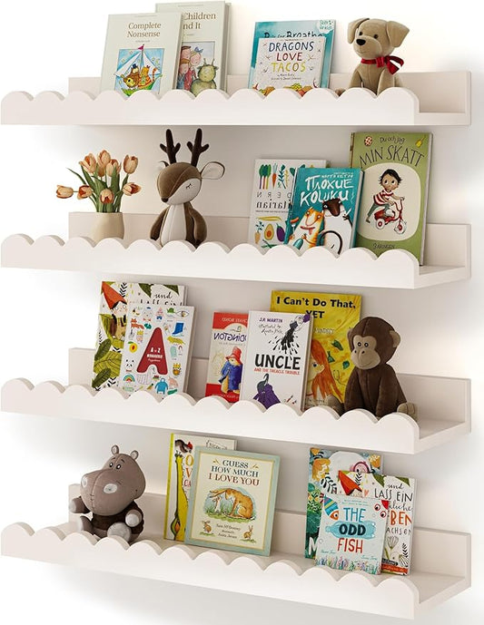 Shario Nursery Book Shelves, Scalloped Shelves, Wall Book Shelves by Shario