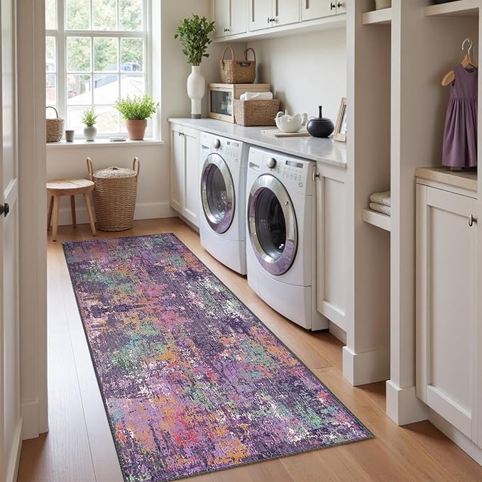RELEANY Washable Area Rugs 2'x6' Non-Slip Modern Abstract Soft - Image 3